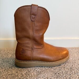 Georgia Wellington Brown Leather Pull On Work Boots G5153 SteelShank Men US 11.5